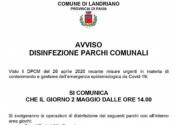 SERVIZIO DI DISINFEZIONE PARCHI COMUNALI